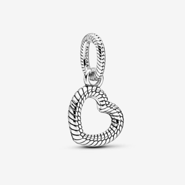 Charm Plata 925 - de corazón abierto con diseño de cadena de serpiente
