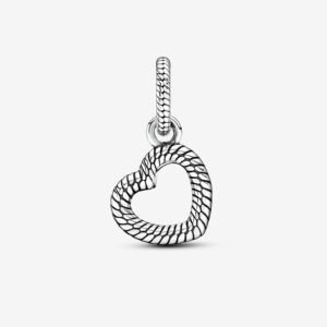 Charm Plata 925 - de corazón abierto con diseño de cadena de serpiente