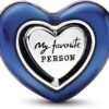 Charm Plata 925 - corazon azul giratorio "Mi persona favorita"