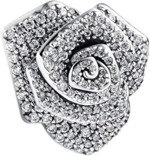 Charm Plata 925 - extragrande Rosa brillante en flor