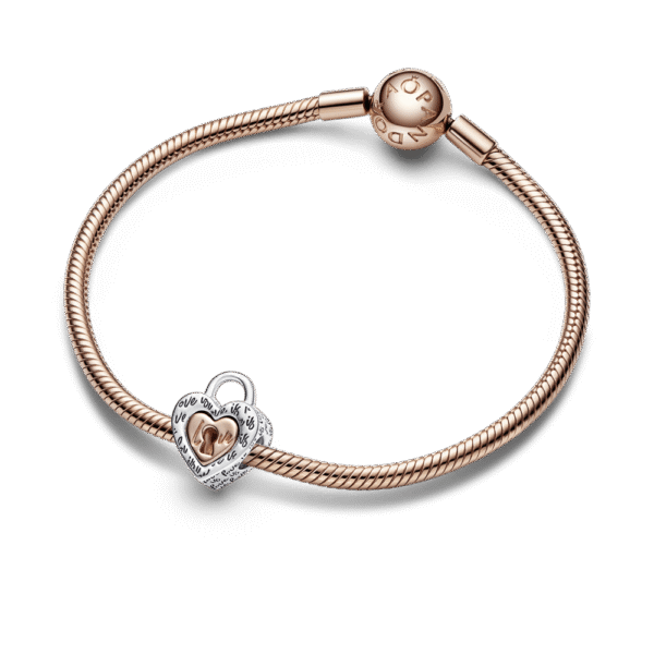 782505C00_5.png Charm Plata 925 - Corazón dividido de dos tonos con candado