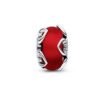 Charm Plata 925 - murano separador rojo con corazones