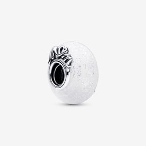 Charm Plata 925 - separador murano blanco "love mom"