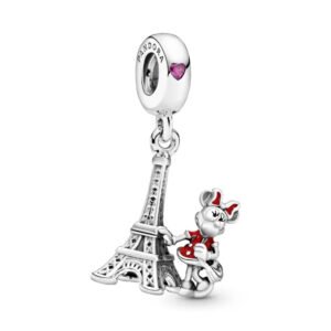 Charm Plata 925 - Charm colgante Torre Eiffel con Minnie Mouse