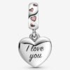 Charm Plata 925 - Corazón rosa "I love you Mom"