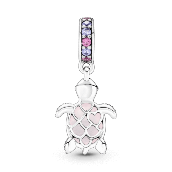 798939C02_2.png Charm Plata 925 - colgante Tortuga de mar rosa de cristal Murano