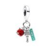 Charm Plata 925 - colgante triple manzana, antorcha, Time Square New York