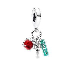 C103.jpg Charm Plata 925 - colgante triple manzana, antorcha, Time Square New York