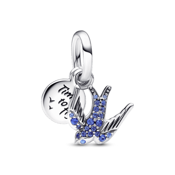 C116.png Charm Plata 925 - Colgante Doble Golondrina Brillante
