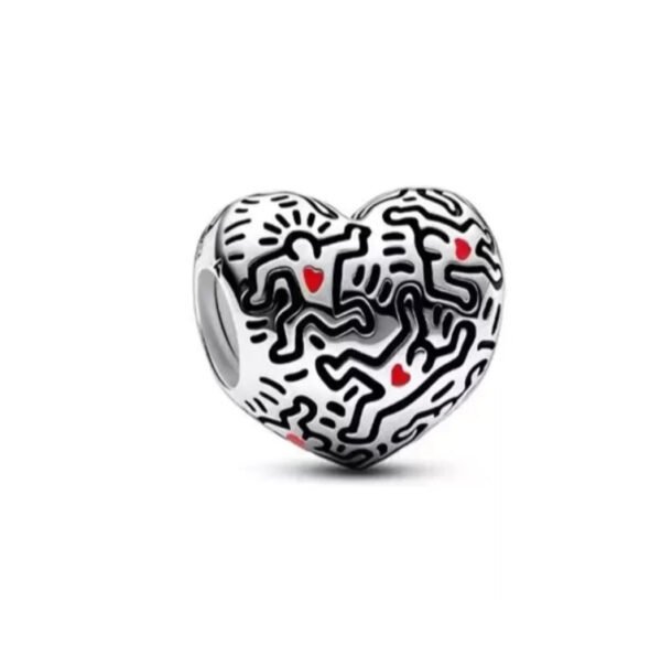 Charm Plata 925 - Corazón Keith Haring