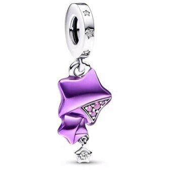 Charm Plata 925 - colgante trio de estrellas moradas con zirconias