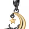 Charm Plata 925 - colgante gato en luna