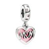 Charm Plata 925 - Corazón rosa "I love you Mom"
