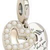 C166.4.jpg Charm Plata 925 - Colgante Pandora Doble Corazón Blanco "Mom for all that you do"