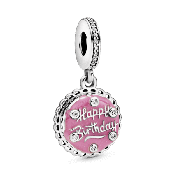 C17.png Charm Plata 925 - colgante Pastel de cumpleaños rosa