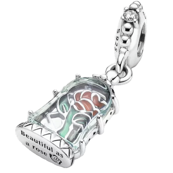 Charm Plata 925 - Rosa La Bella Y La Bestia