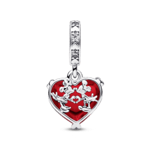 Charm Plata 925 - Corazón Rosa Mickey Beso