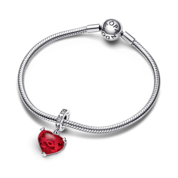 Charm Plata 925 - Corazón Rosa Mickey Beso