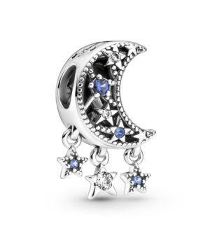 Charm Plata 925 - Luna Con Estrellas