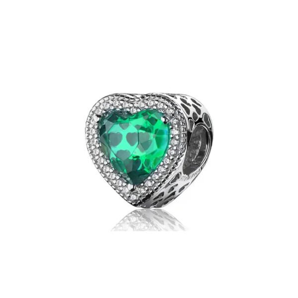 Charm Plata 925 - Corazón Cristal Verde