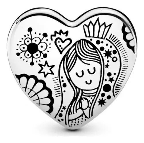 Charm Plata 925 - Corazón Distroller Virgen de Guadalupe