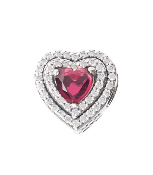 Charm Plata 925 - corazón con cristal rojo