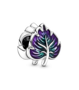 Charm Plata 925 - de hoja morada y verde