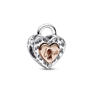 Charm Plata 925 - Corazón dividido de dos tonos con candado