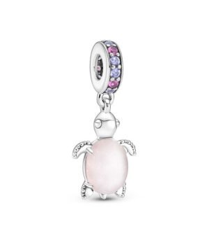 Charm Plata 925 - colgante Tortuga de mar rosa de cristal Murano