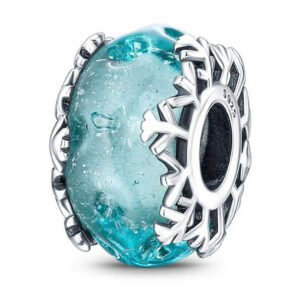 Charm Plata 925 - redondo murano copo de nieve