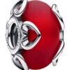 Charm Plata 925 - murano separador rojo con corazones