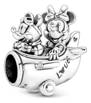 Charm Plata 925 - Avión Mickey y Minnie Mouse de Disney