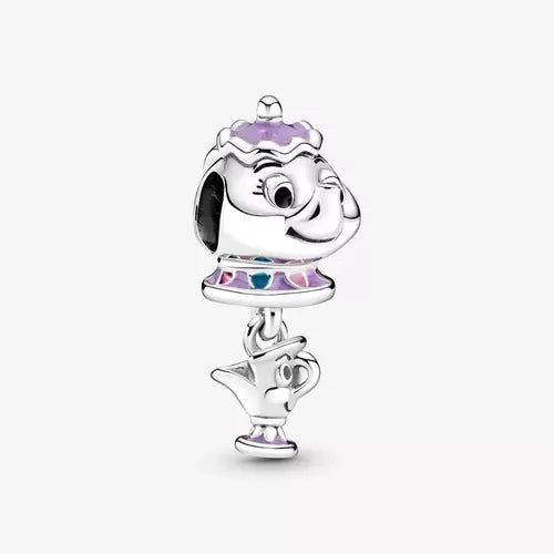 C95.jpg Charm Plata 925 - Colgante En Plata De Ley Sra. Potts Y Chip La Bella Y La Bestia De Disney