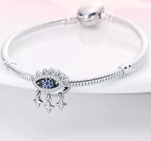 Charm Plata 925 - Ojo Turco con Estrellas de Zirconias