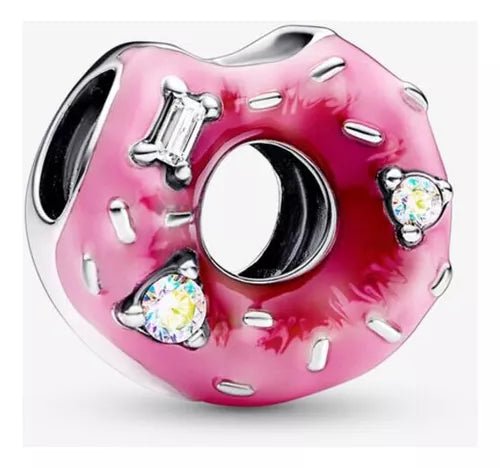 Charm Plata 925 - Dona rosa con chispas brillantes.