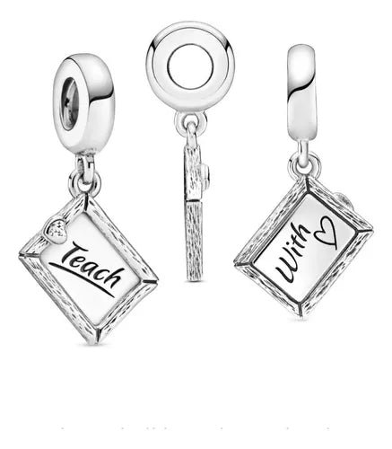 Charm Plata 925 - Pizarrón pizarra "Teach" Regalo Maestro