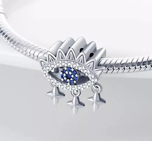 Charm Plata 925 - Ojo Turco con Estrellas de Zirconias
