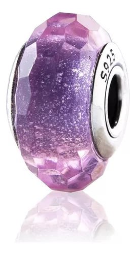 Charm Plata 925 - redondo murano morado